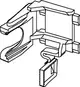 TECE-Füllventilhalter mit integrierten Befestigungselementen, sichtbar in der Detailansicht, geeignet für universelle Anwendungen im Bereich der Spülkästen.